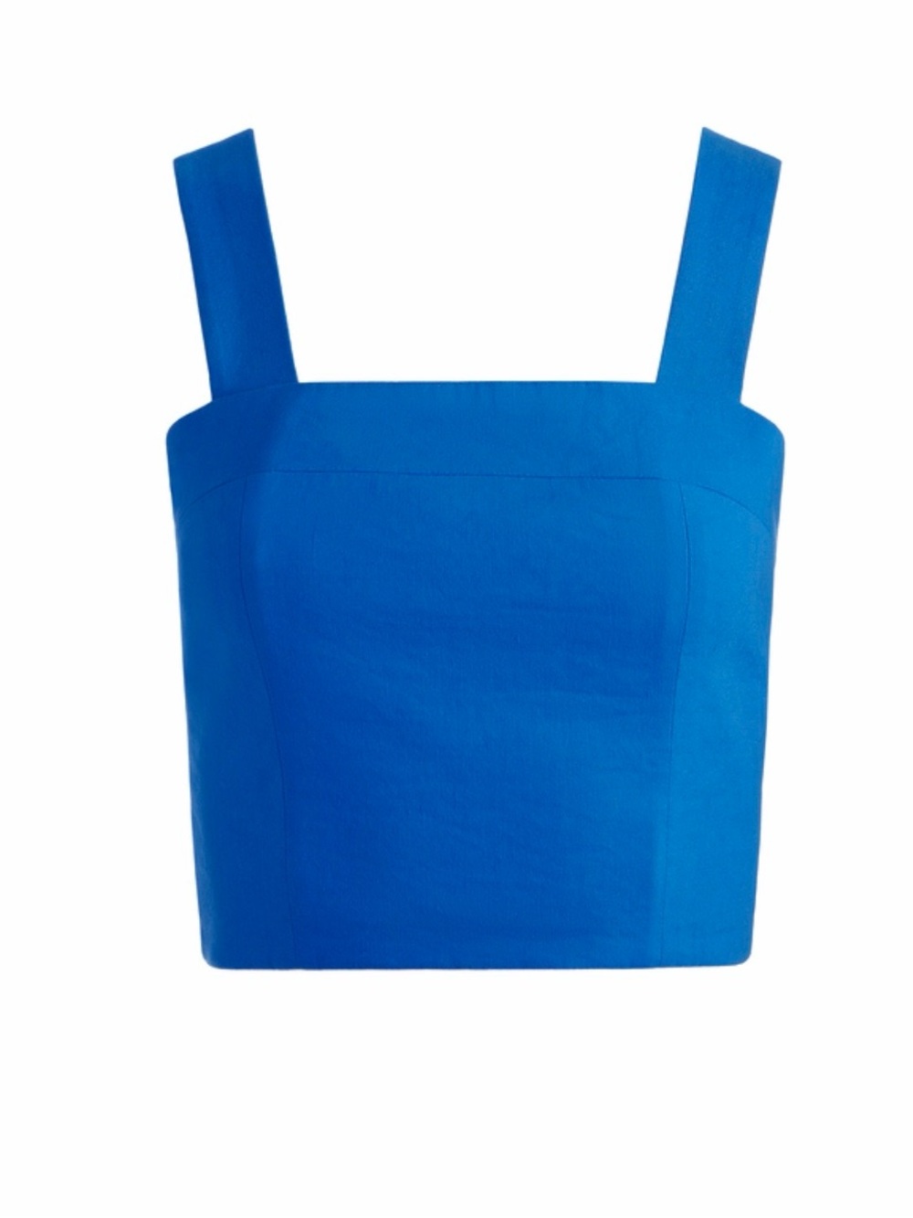 Alice + Olivia Linen True Blue Square-Neck Crop Top